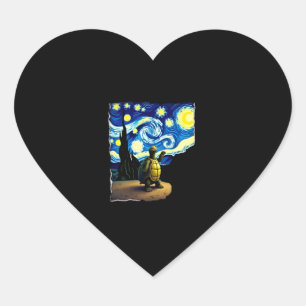 Pegatina En Forma De Corazón Camiseta de Tortuga Artística Tortuga de Noche Est