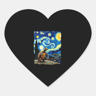 Pegatina En Forma De Corazón Camiseta de Tortuga Artística Tortuga de Noche Est