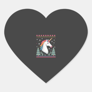 Pegatina En Forma De Corazón Camiseta de unicornio tejido con tema de Navidad (