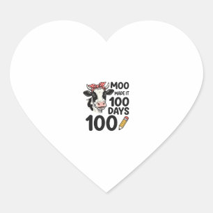Pegatina En Forma De Corazón Camiseta de vaca de 100 días Diseño de escuela de