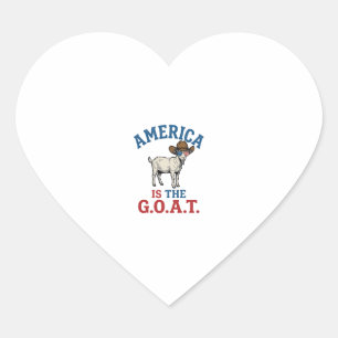 Pegatina En Forma De Corazón Camiseta de vaquero de cabra patriótica América es