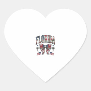 Pegatina En Forma De Corazón Camiseta del Cuatro de Julio con lazo vintage patr