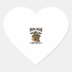 Pegatina En Forma De Corazón Camiseta del Día del Padre Papá Oso de Servicio Cu