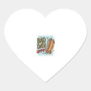 Pegatina En Forma De Corazón Camiseta Diseño Vector Retro Hot Dog Mal Día_1