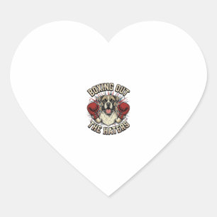 Pegatina En Forma De Corazón Camiseta divertida de boxeador sacando a los odiad
