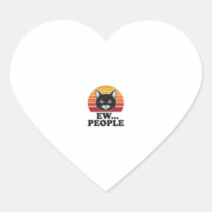 Pegatina En Forma De Corazón Camiseta divertida de gato negro Ew personas atard