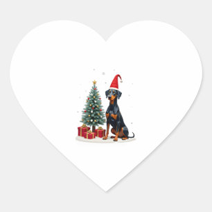 Pegatina En Forma De Corazón Camiseta Doberman Divertido Árbol de Navidad Mujer