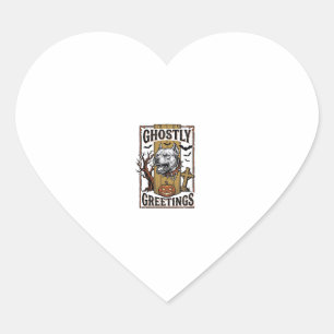 Pegatina En Forma De Corazón Camiseta Felicitaciones Fantasmales Grabado Vintag