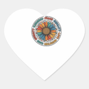 Pegatina En Forma De Corazón Camiseta Flor De Bondad Vintage Paz Igualdad_1
