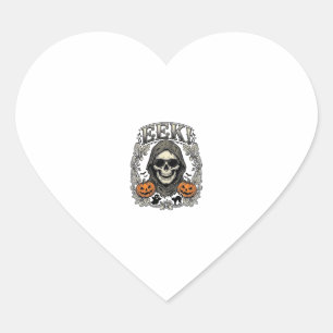 Pegatina En Forma De Corazón Camiseta Gráfica de Calavera de Halloween con Grab