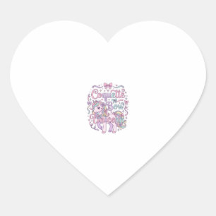 Pegatina En Forma De Corazón Camiseta gráfica pastel linda de unicornio Coquett