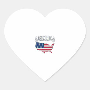 Pegatina En Forma De Corazón Camiseta Gráfica Vintage Patriótica Mapa Bandera D