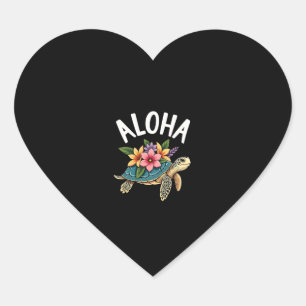 Pegatina En Forma De Corazón Camiseta hawaiana Aloha Hawaii Tortuga Hibisco Niñ
