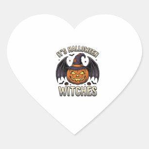 Pegatina En Forma De Corazón Camiseta Murciélago Vintage Calabaza Bruja de Hall