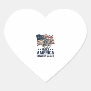 Pegatina En Forma De Corazón Camiseta occidental patriótica Haz a América Vaque