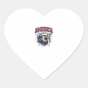 Pegatina En Forma De Corazón Camiseta Patriótica Águila Vintage América 1776_