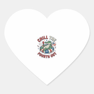 Pegatina En Forma De Corazón Camiseta Patriótica de Cocodrilo Relájate en Cuart
