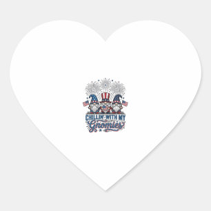 Pegatina En Forma De Corazón Camiseta Patriótica Gnomo Relajándome Con Mis Gnom