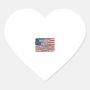 Pegatina En Forma De Corazón Camiseta Patriótica Marido Papá Protector Héroe Ba