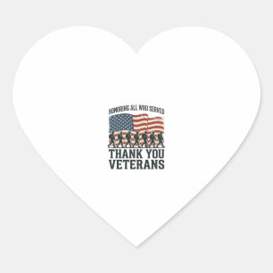 Pegatina En Forma De Corazón Camiseta Patriótica Militar Bandera Gracias Vetera
