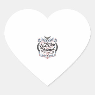 Pegatina En Forma De Corazón Camiseta Patriótica Vintage Águila Dios Bendiga Am