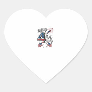 Pegatina En Forma De Corazón Camiseta Patriótica Vintage Feliz 4 de Julio Fuego