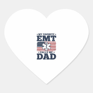 Pegatina En Forma De Corazón Camiseta Patriótica Vintage Mi EMT Favorito Me Lla