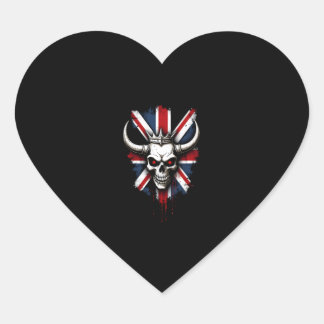 Pegatina En Forma De Corazón Camiseta Premium de Cráneo Británico Bandera de In