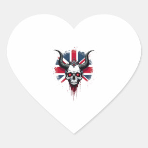 Pegatina En Forma De Corazón Camiseta Premium de Cráneo Británico Bandera de In