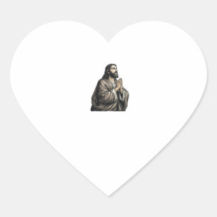 Pegatina En Forma De Corazón Camiseta religiosa de hombre orando con grabado vi