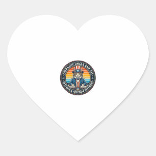 Pegatina En Forma De Corazón Camiseta Retro Patriótica del Tío Sam Gato Atardec
