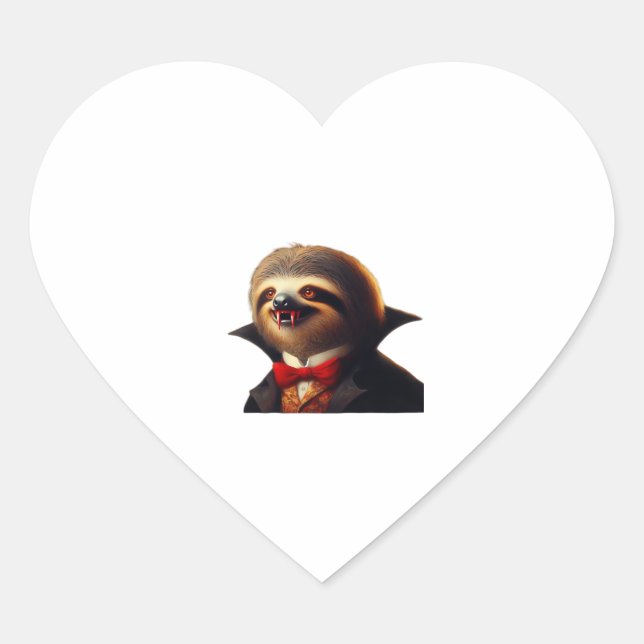 Pegatina En Forma De Corazón Camiseta Sloth Vampire Classic (Anverso)
