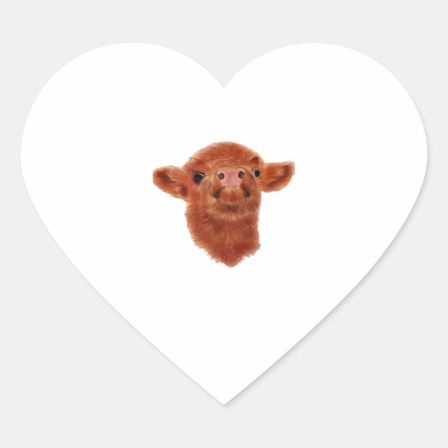 Pegatina En Forma De Corazón Camiseta sobredimensionada de vaca Highland (Anverso)