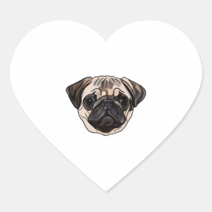 Pegatina En Forma De Corazón Camiseta Típica Pug