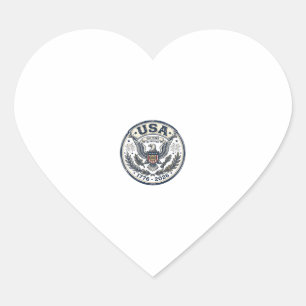 Pegatina En Forma De Corazón Camiseta USA 250 años de libertad águila vintage i