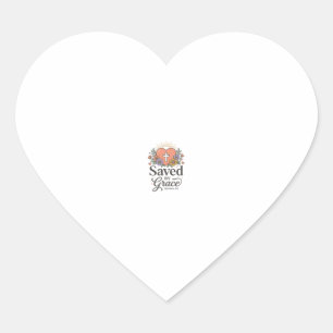 Pegatina En Forma De Corazón Camiseta Vectorial Cristiana Floral Salvada Por Gr