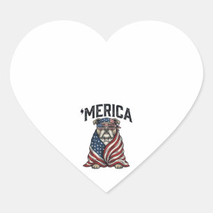 Pegatina En Forma De Corazón Camiseta vectorial vintage 'Merica Bulldog Patriót