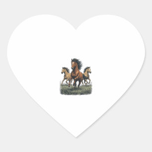 Pegatina En Forma De Corazón Camiseta Vectorial Western de Caballos Salvajes Co