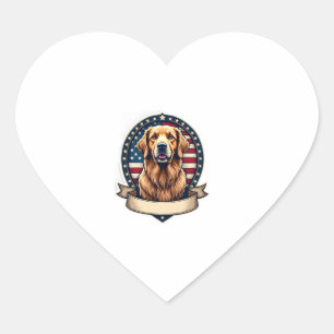 Pegatina En Forma De Corazón Camiseta Vintage con Emblema de Golden Retriever P