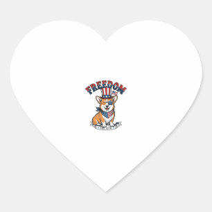 Pegatina En Forma De Corazón Camiseta vintage con grabado de Corgi patriótico d