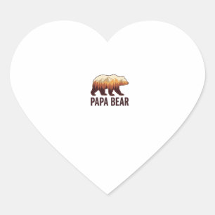 Pegatina En Forma De Corazón Camiseta vintage de bosque de silueta de oso Papa