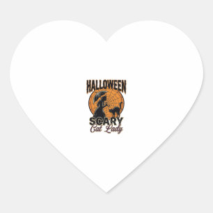 Pegatina En Forma De Corazón Camiseta Vintage de Bruja de Halloween Señora Gato