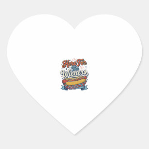 Pegatina En Forma De Corazón Camiseta Vintage de Hot Dog Aquí por los Wieners_1