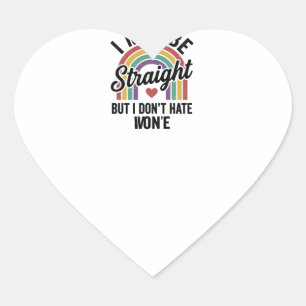 Pegatina En Forma De Corazón Camiseta vintage de orgullo arcoíris Straight But