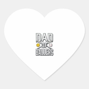 Pegatina En Forma De Corazón Camiseta Vintage de Papá de Softbol y Béisbol de B