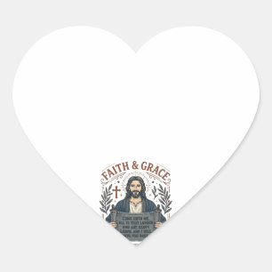 Pegatina En Forma De Corazón Camiseta Vintage de Punto de Cruz de Jesús Gráfica