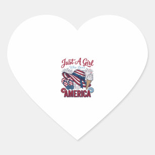 Pegatina En Forma De Corazón Camiseta Vintage de Verano Patriótica Americana De