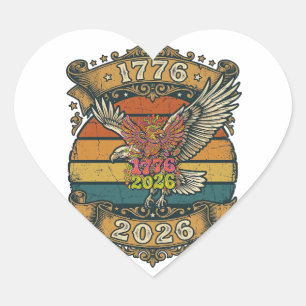 Pegatina En Forma De Corazón Camiseta Vintage Eagle 1776 2026 Burbuja Patriótic