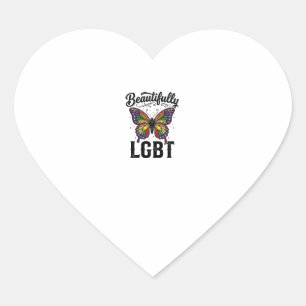 Pegatina En Forma De Corazón Camiseta Vintage Orgullo Mariposa LGBT Hermosa_1