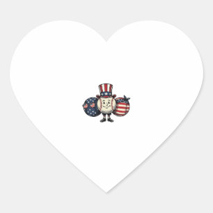 Pegatina En Forma De Corazón Camiseta Vintage Vector Trío de Béisbol Patriótico